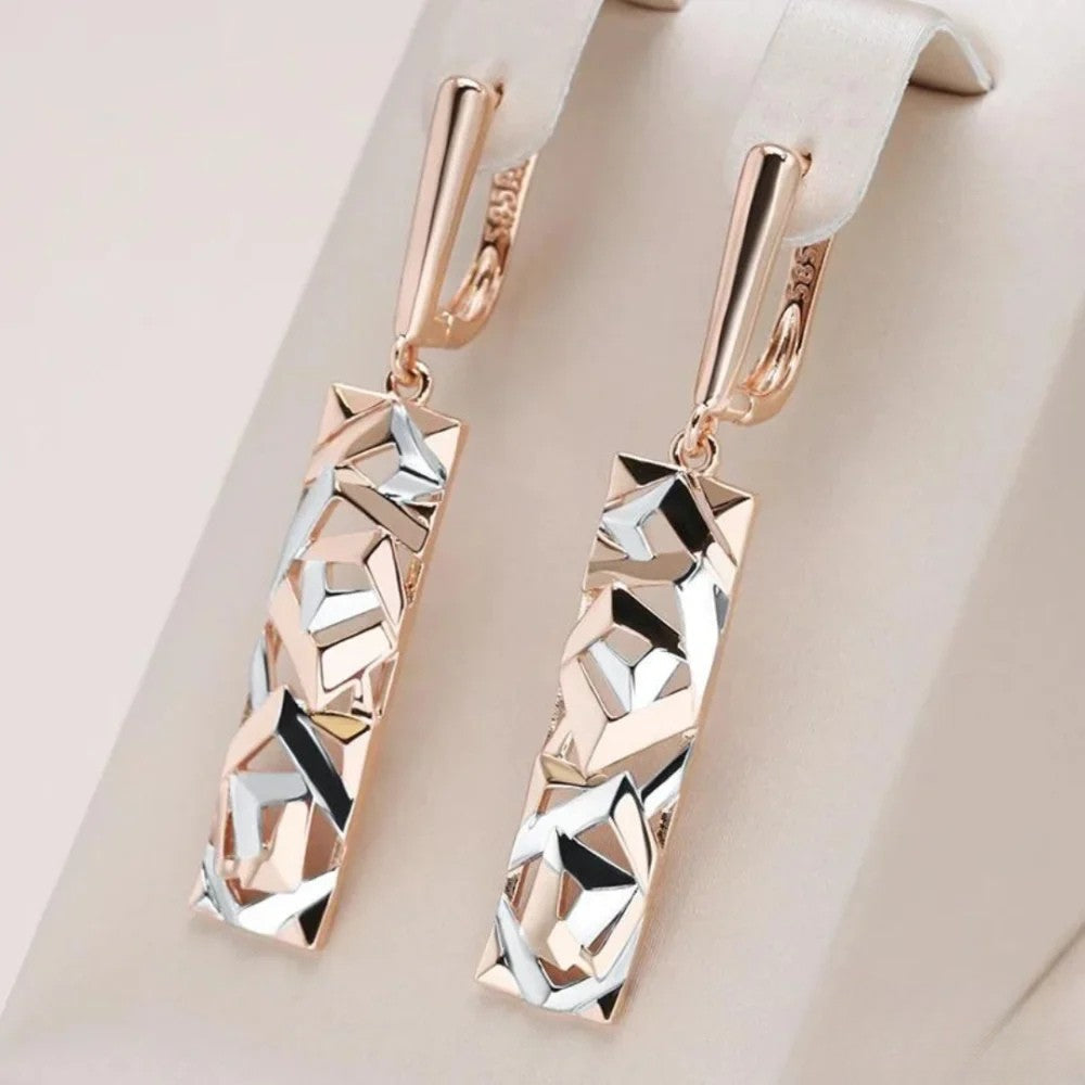 Elegante rechteckige Ohrringe in Gold und Silber