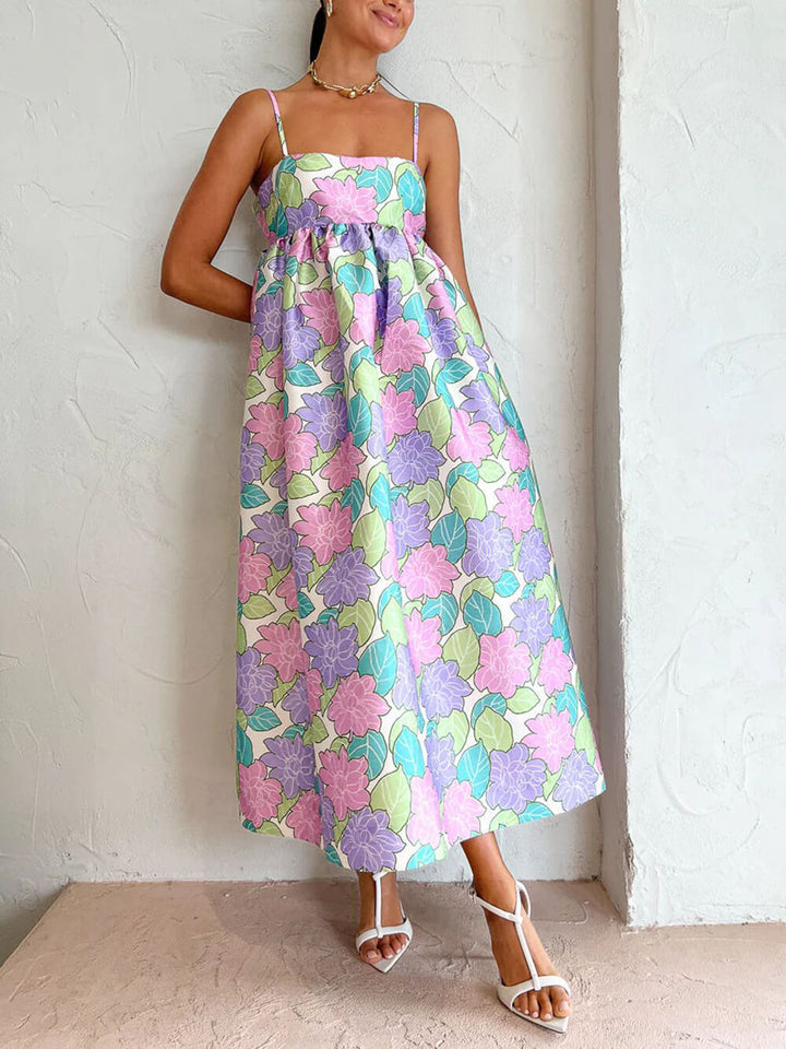 Loreva - Bedrucktes trägerloses Rüschenkleid