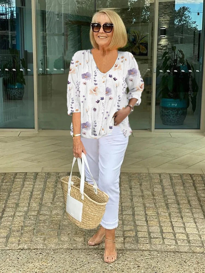 Barbara™ | Baumwolle und Leinen Floral Top