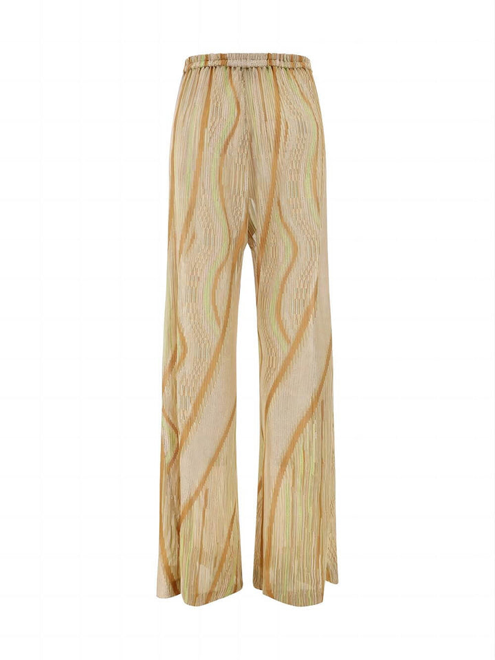 Elowra - Lockeres Maxikleid mit welligem gestreiftem Cardigan und Druck