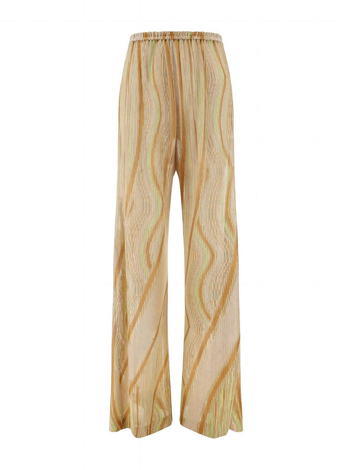 Elowra - Lockeres Maxikleid mit welligem gestreiftem Cardigan und Druck