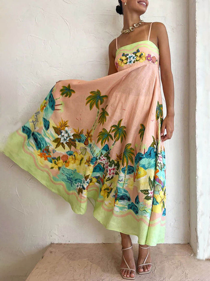 Sahira - Sling bedrucktes legeres Midi-Kleid