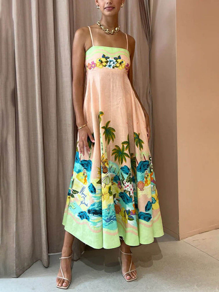 Sahira - Sling bedrucktes legeres Midi-Kleid