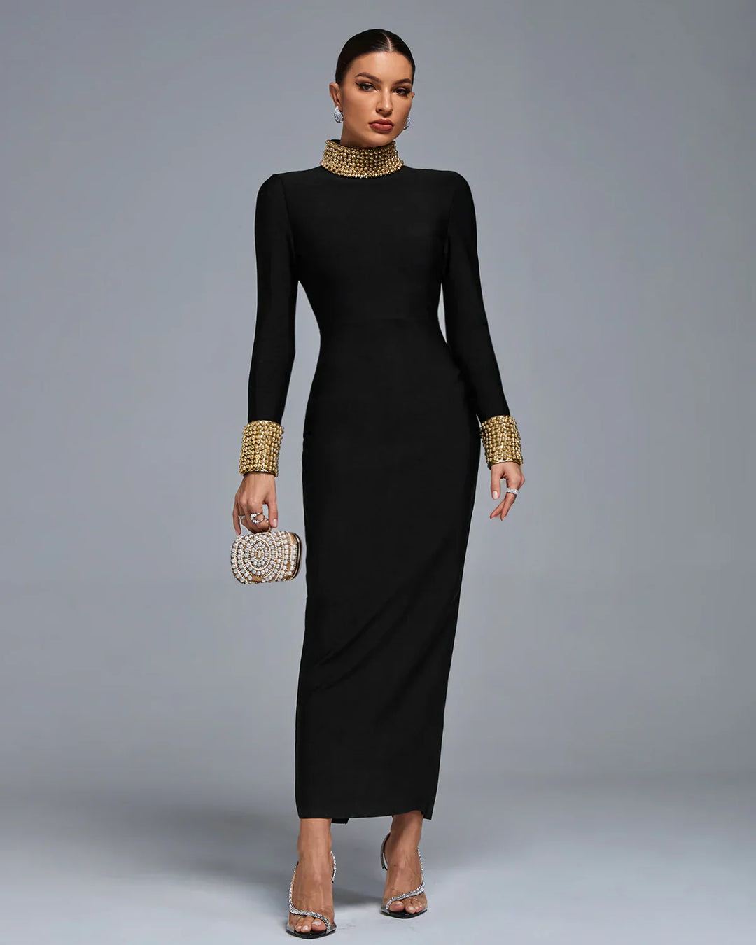 Safa-  Perlenstickerei  Bandage Lange Kleid