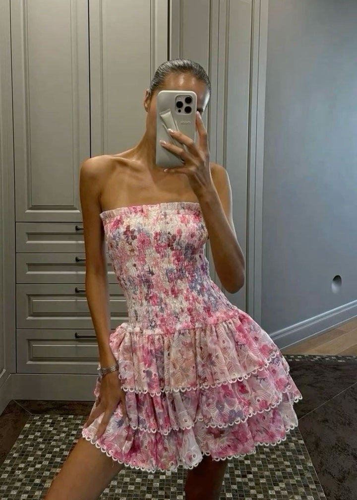 Vera - Kleid ohne Träger mit Blumenmuster