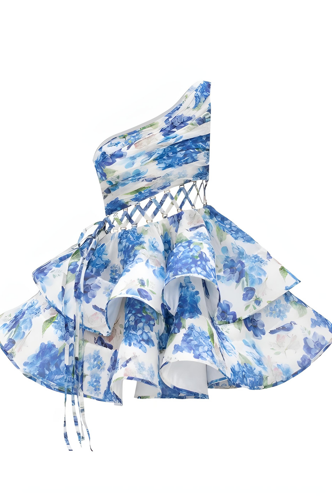 Zia - Blümchen-Einseiliger Mini-Kleid