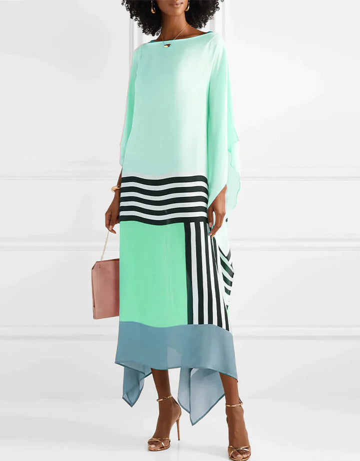 Shraddha - Gestreiftes Patchwork Kleid Mit Druck