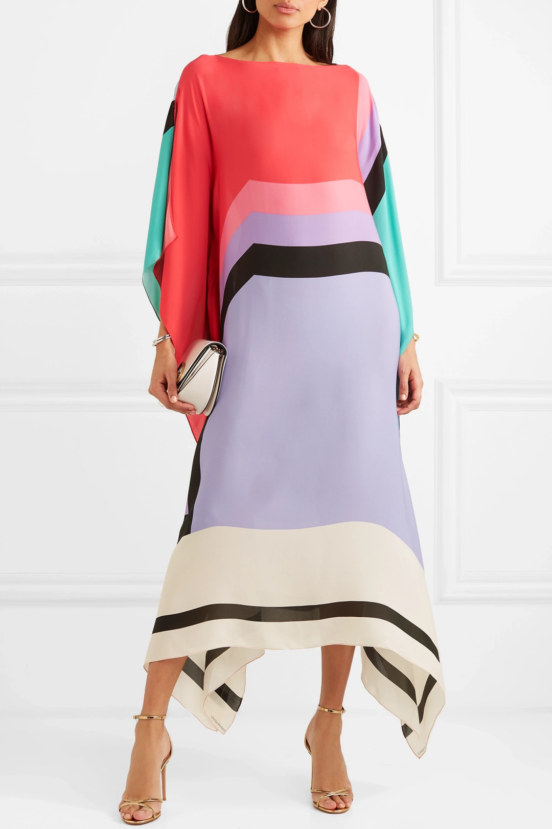 Shraddha - Gestreiftes Patchwork Kleid Mit Druck