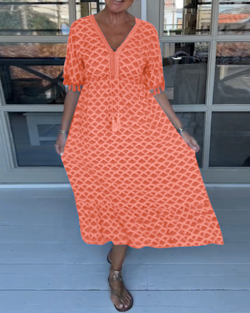 Alisette - Freizeitkleid mit V-Ausschnitt und Print