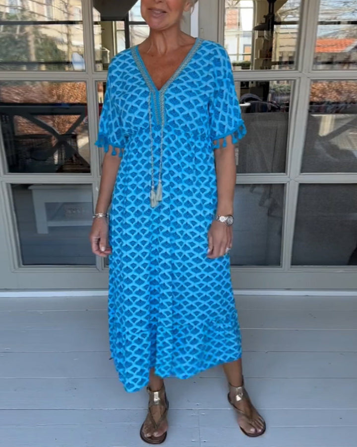 Alisette - Freizeitkleid mit V-Ausschnitt und Print