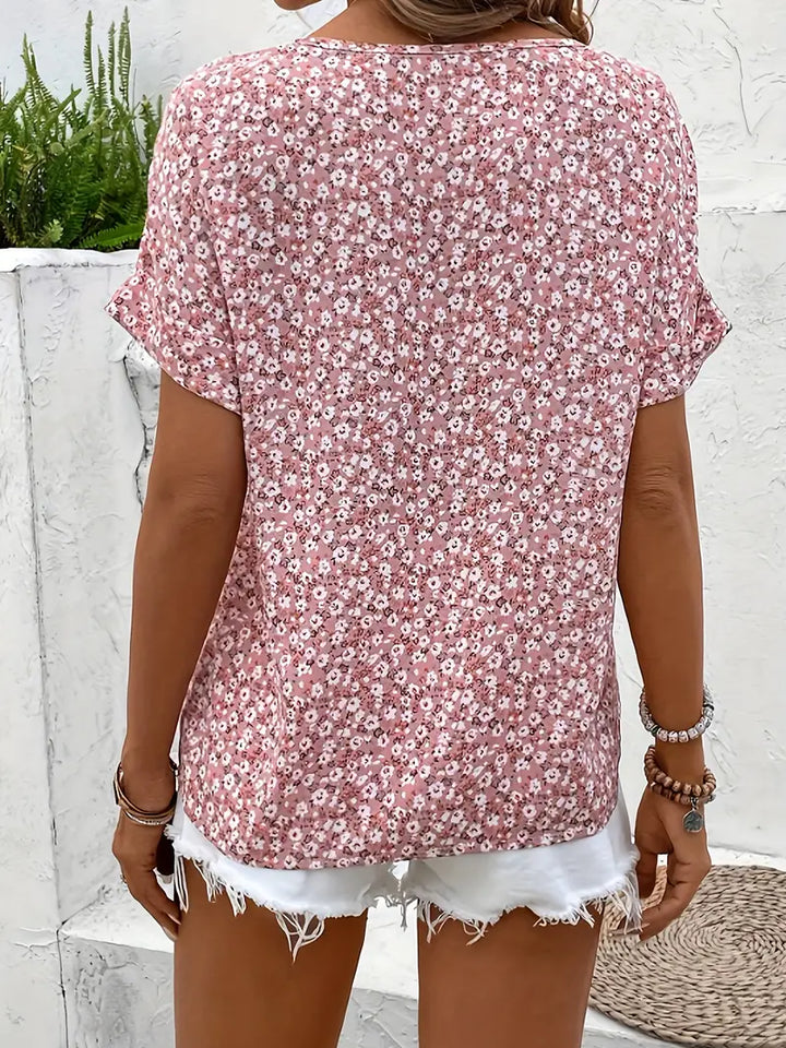 Cindy™ | Bluse mit floralem Druck und abgestepptem Kragen