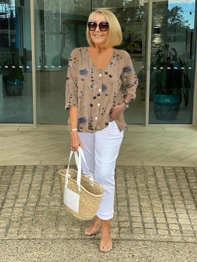 Barbara™ | Baumwolle und Leinen Floral Top