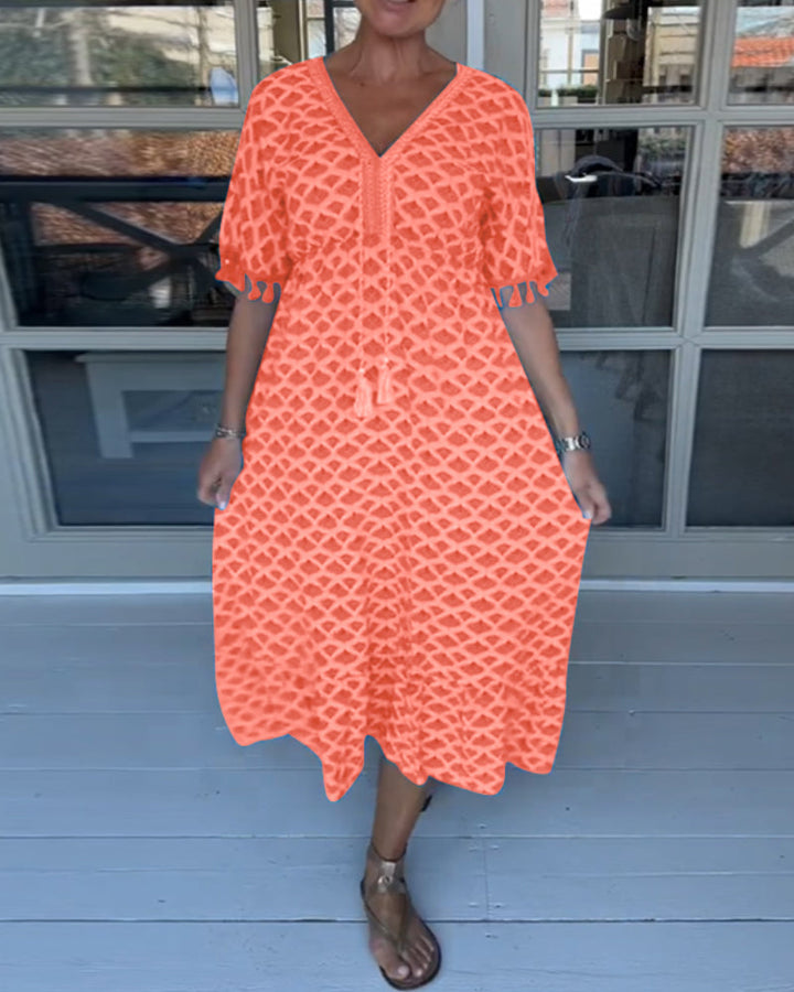 Alisette - Freizeitkleid mit V-Ausschnitt und Print