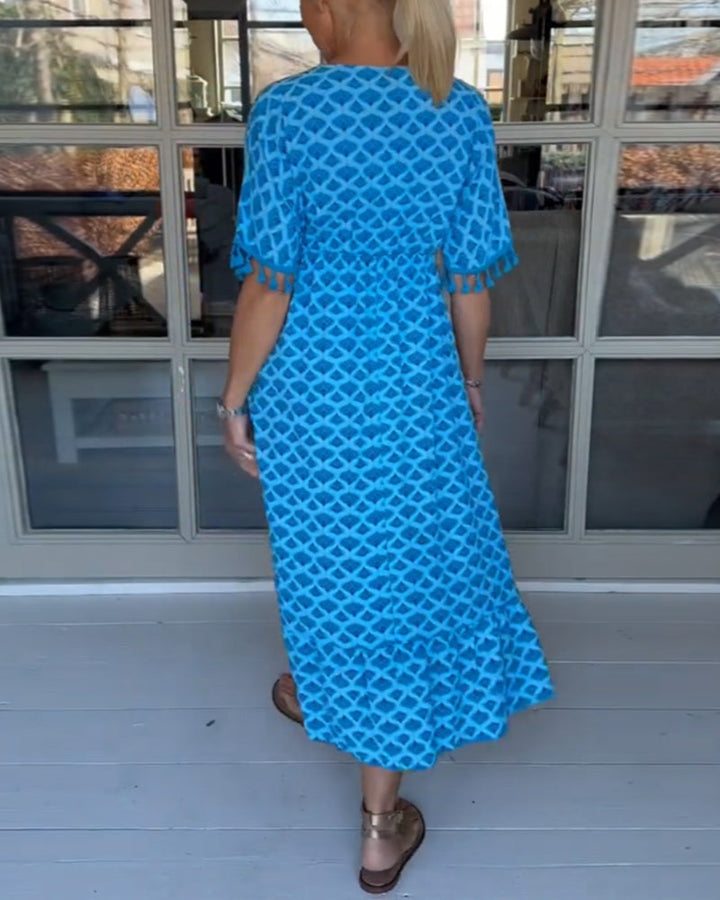 Alisette - Freizeitkleid mit V-Ausschnitt und Print