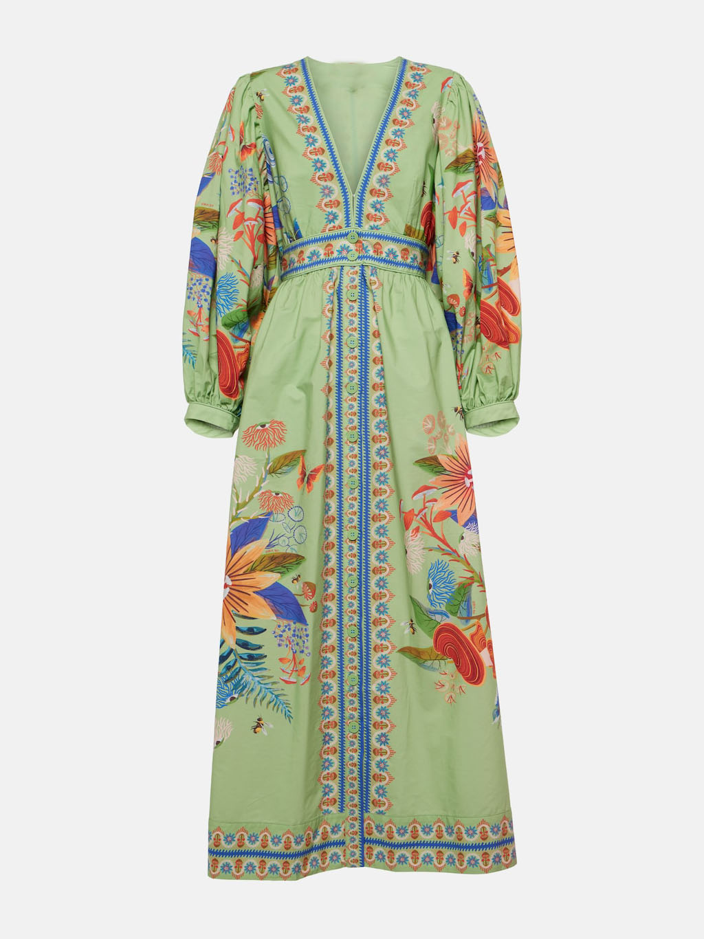 Anelie - Zierliches Blumen-Midi-Kleid mit V-Ausschnitt und einfacher Knopfleiste