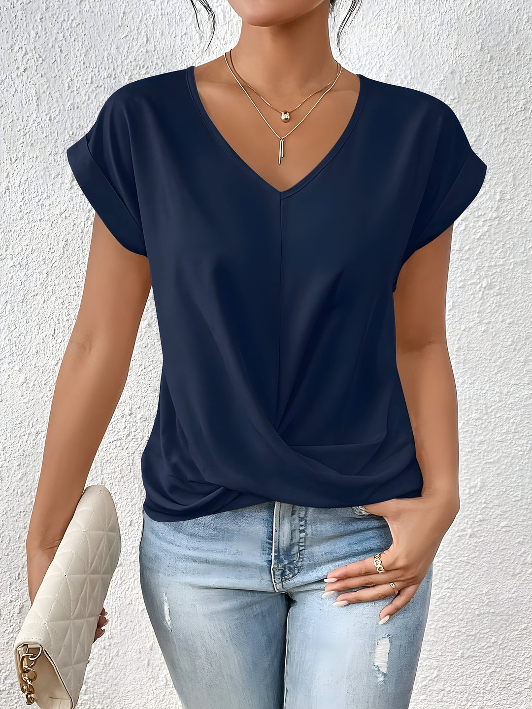 Valeria™ V-Ausschnitt Shirt mit Spitzenakzent