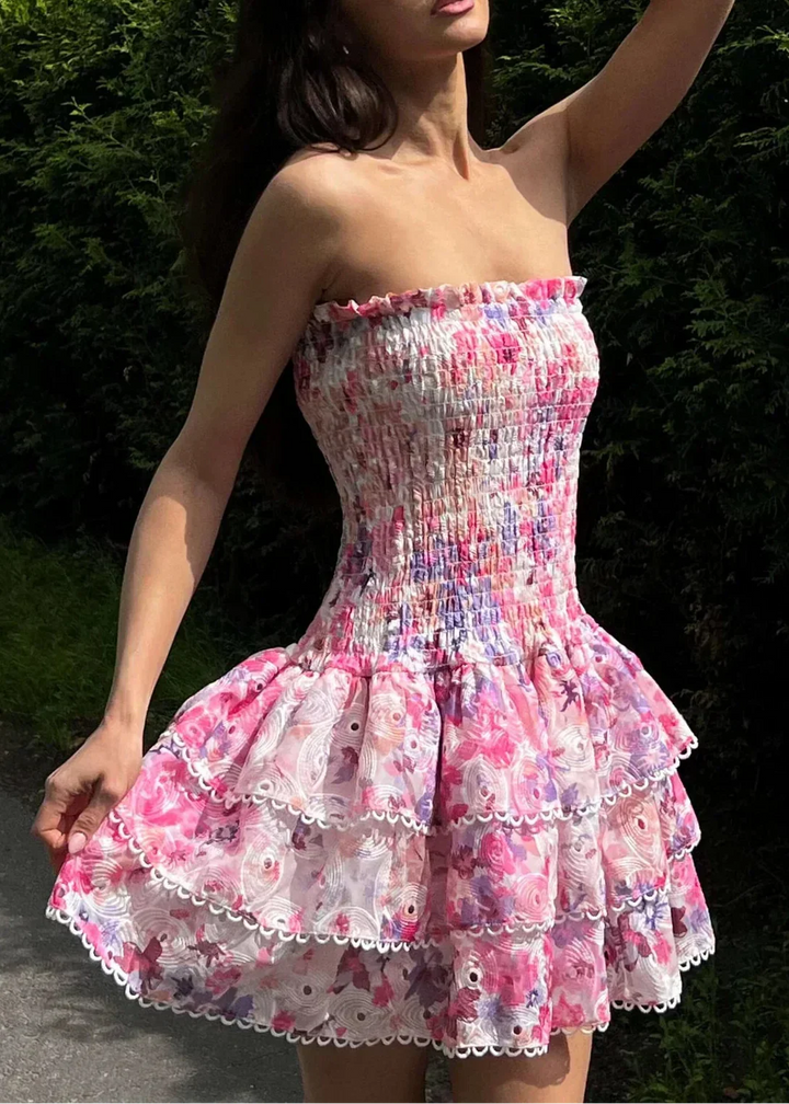 Vera - Kleid ohne Träger mit Blumenmuster