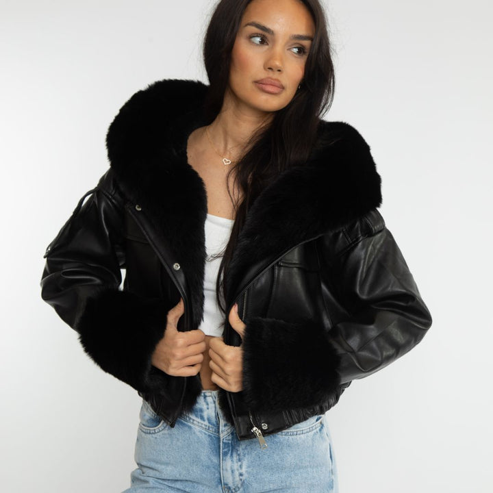 NADINE I PELZGEFÜTTERTE LEDERJACKE