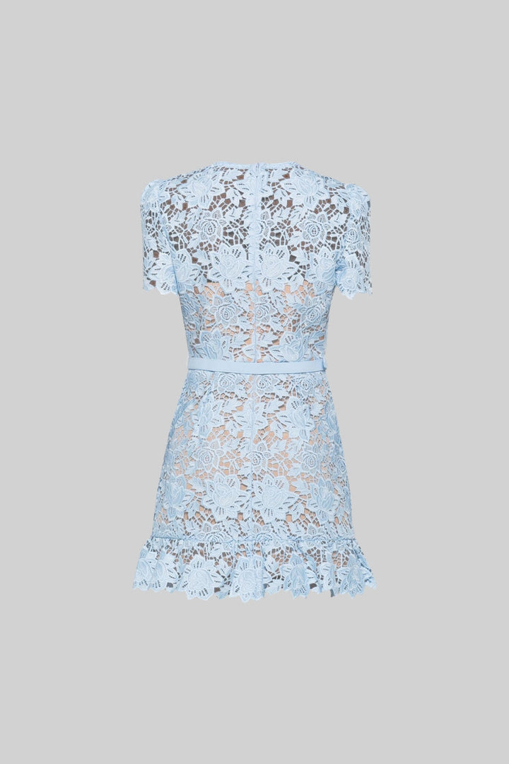 Narella - Kurzes Ärmeldes Kleid mit Stickerei und Blumenmuster