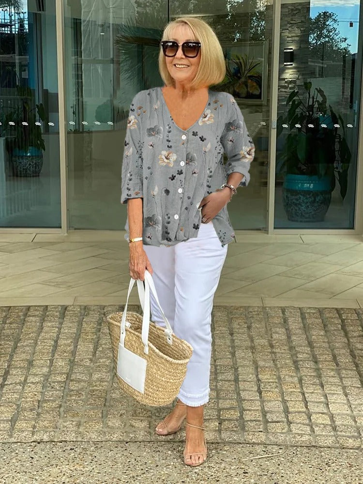 Barbara™ | Baumwolle und Leinen Floral Top