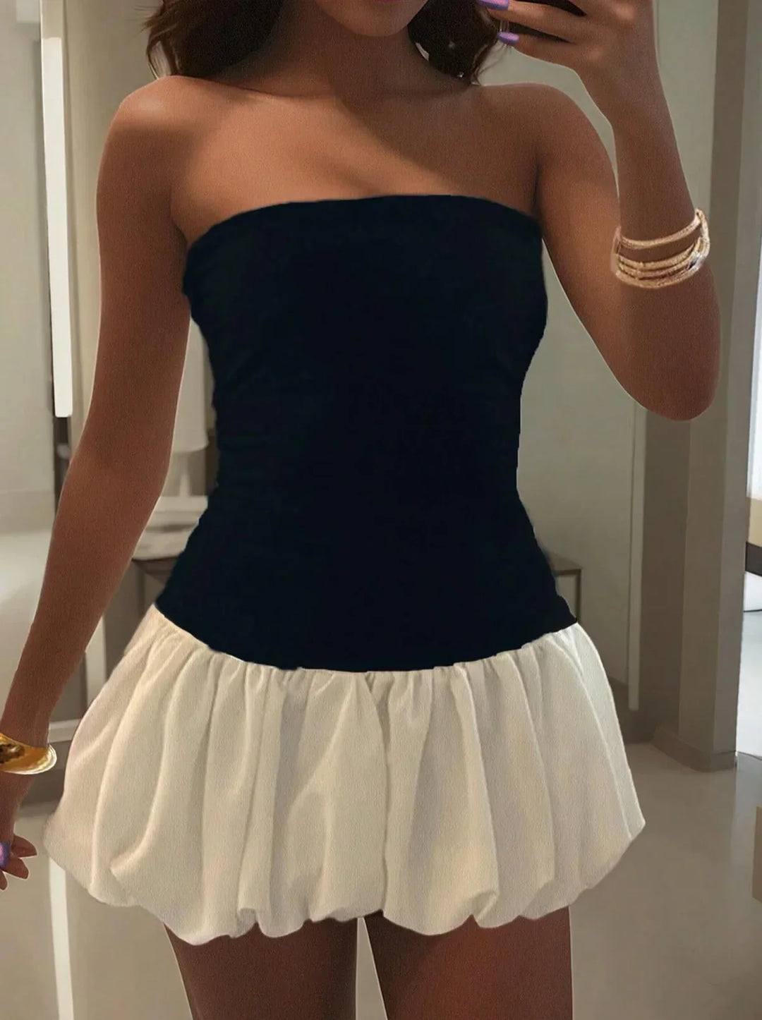 Aralyn - Ballonärmel Mini-Kleid