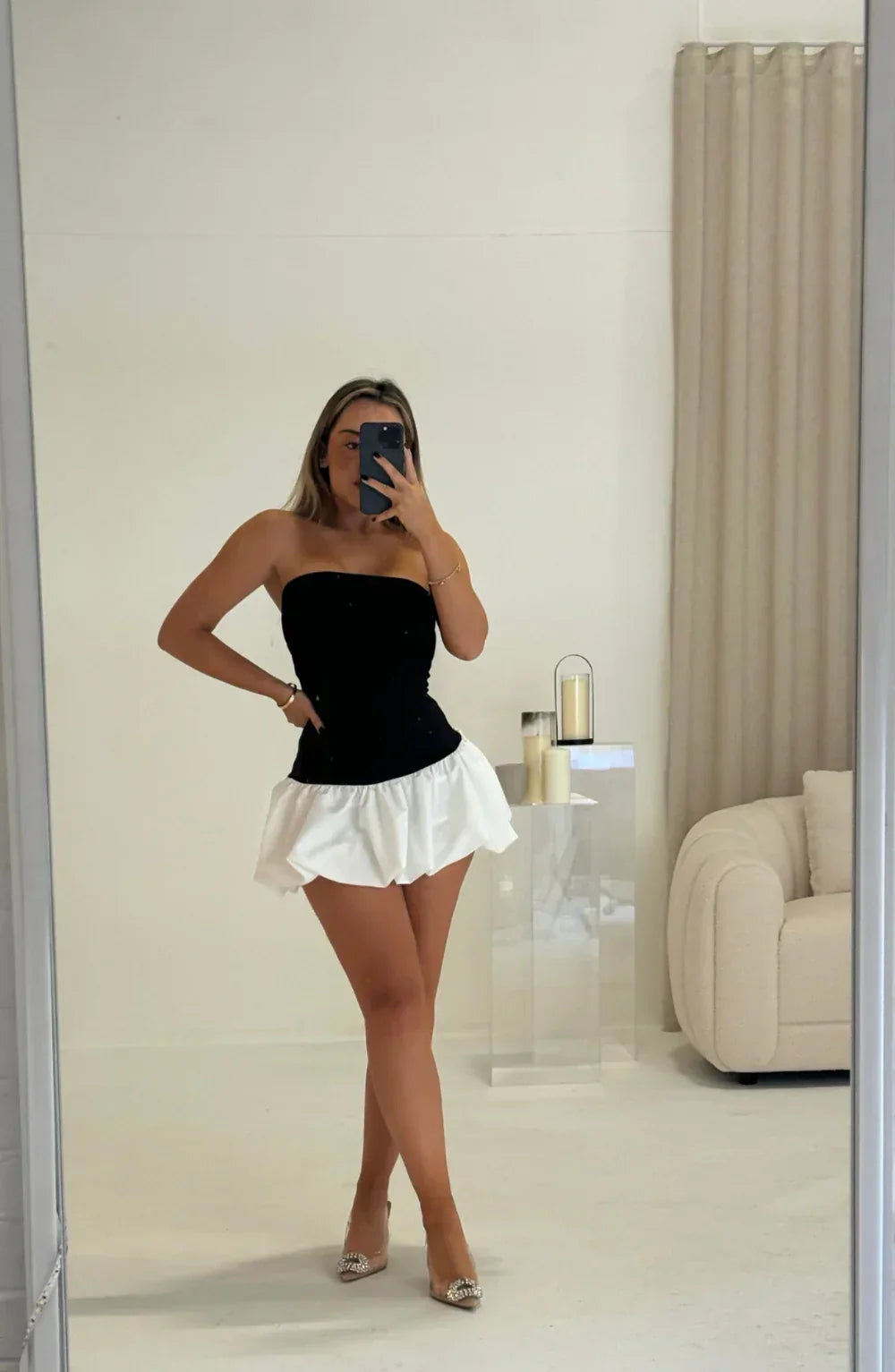 Aralyn - Ballonärmel Mini-Kleid