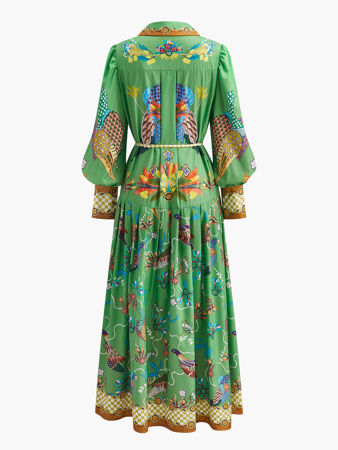 Boho Langärmliges Knopf Blütenkleid