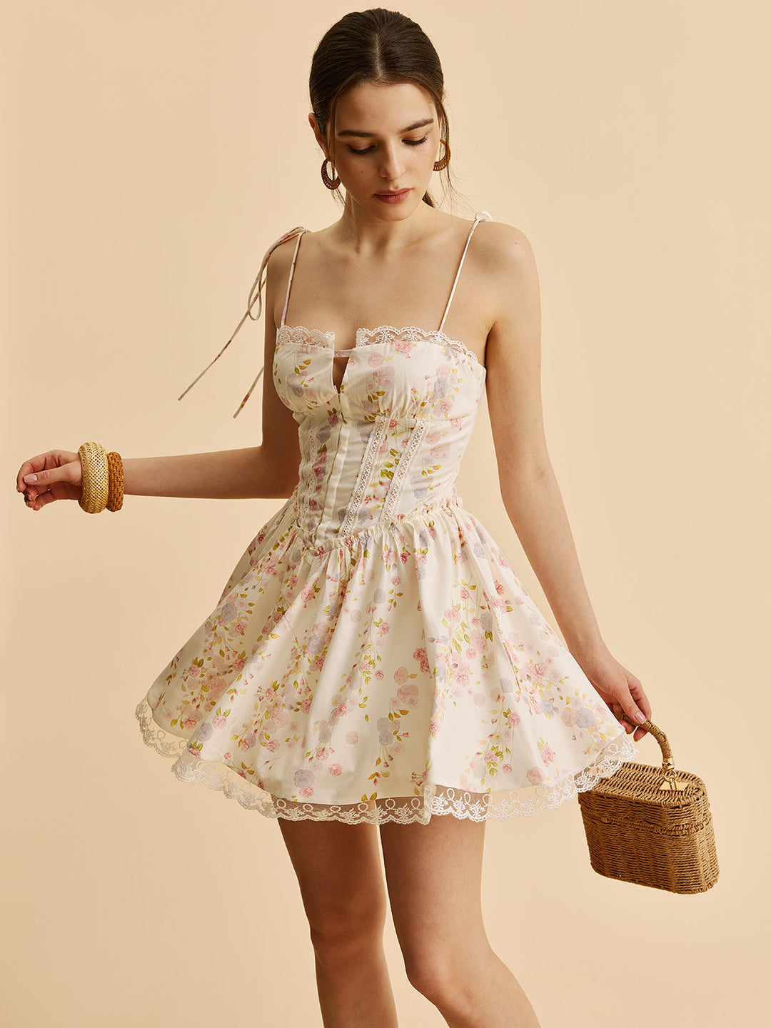 Bogenriemen Blumen Korsettkleid