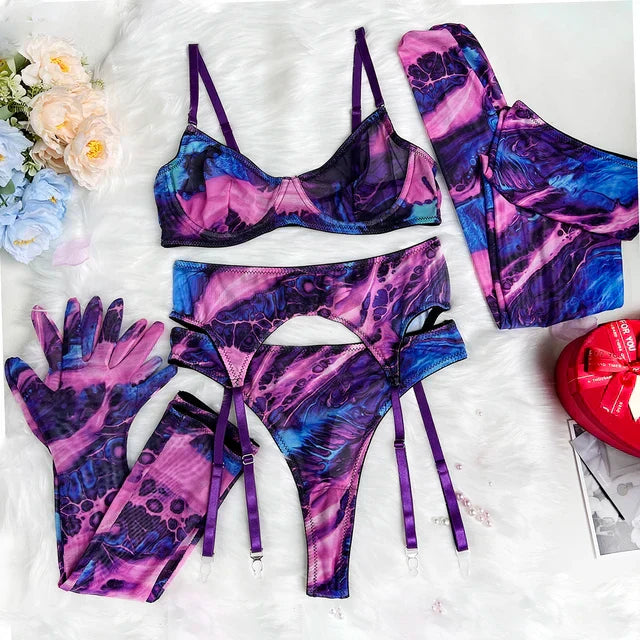 Serena | 5-teilige Batik-Lingerie-Set