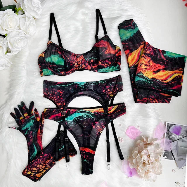 Serena | 5-teilige Batik-Lingerie-Set