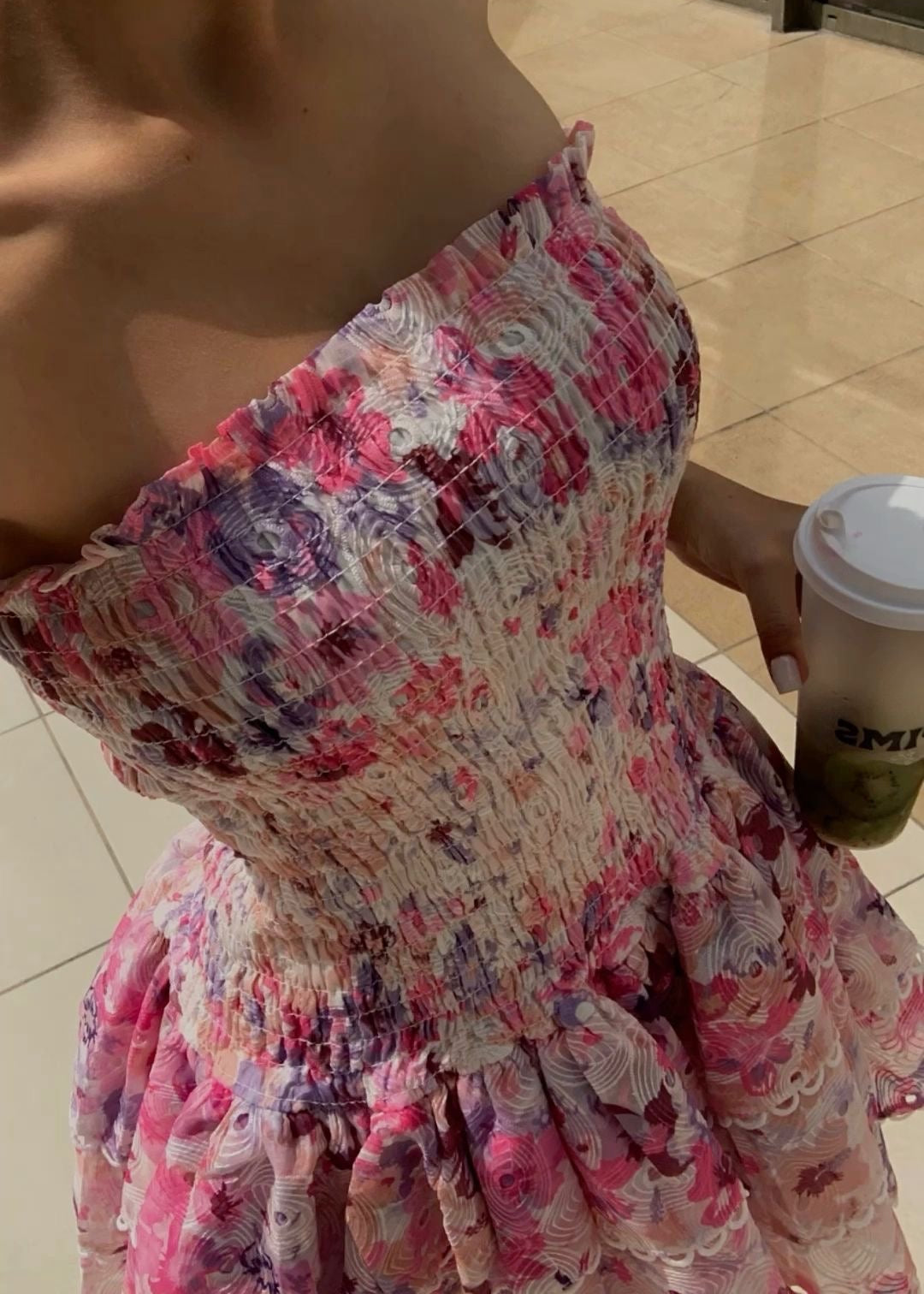 Vera - Kleid ohne Träger mit Blumenmuster