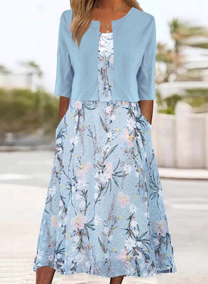 Valenne - Floristisches Zwei-Teile-Midikleid