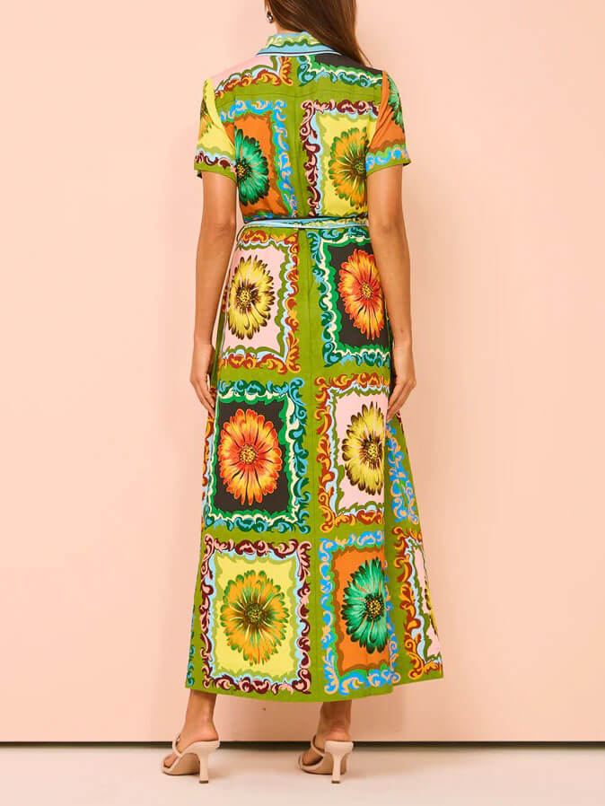 Ismella - Besonderes Midikleid mit Sonnenblumenprint