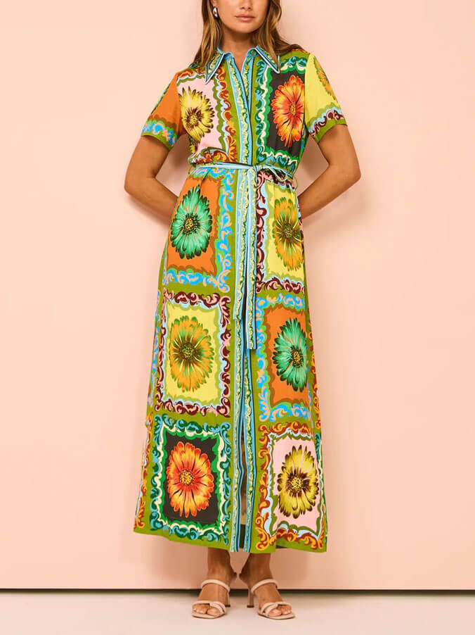 Ismella - Besonderes Midikleid mit Sonnenblumenprint