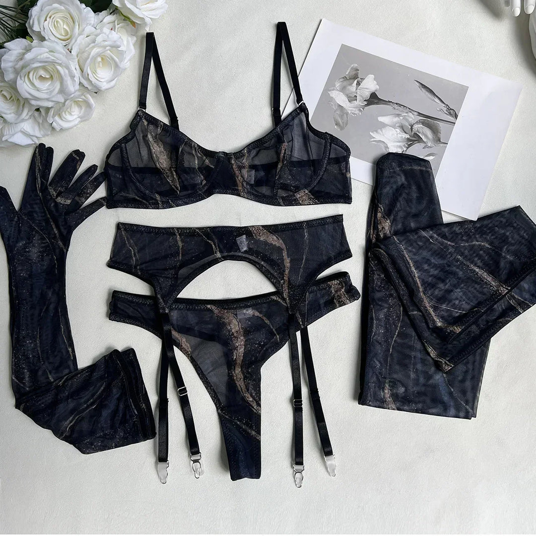 Serena | 5-teilige Batik-Lingerie-Set