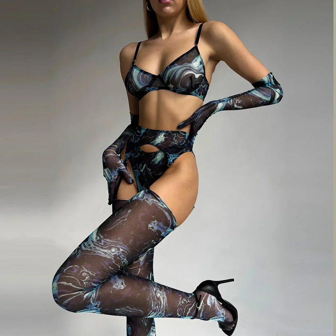 Serena | 5-teilige Batik-Lingerie-Set