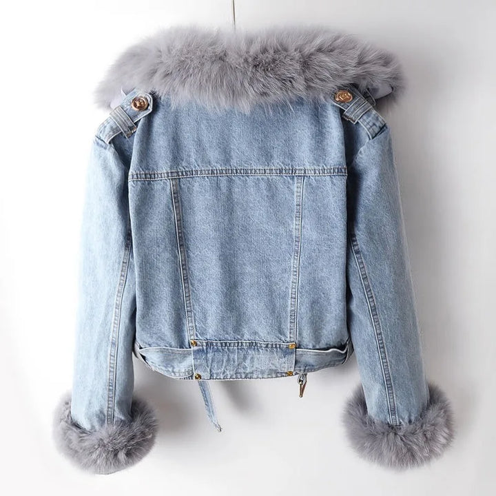 SARAH I KLASSISCHE JEANSJACKE MIT PELZ