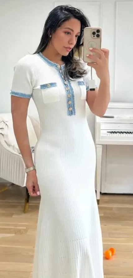 Leni - Knopfleiste Maxikleid