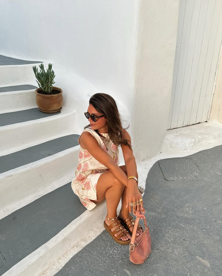Daria - Druckarmloses Kurzes Kleid