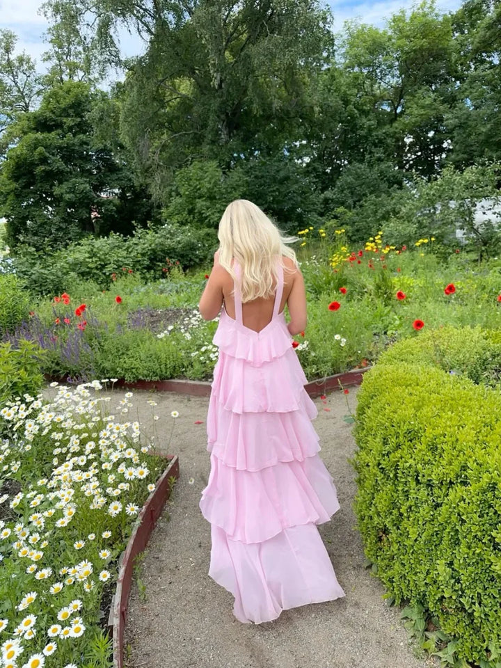 Roux - Rüschensooßes Rückenfreies Maxikleid