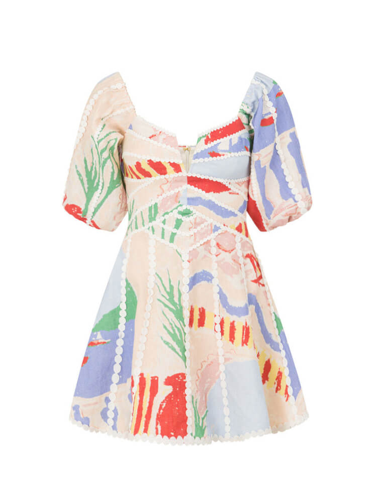 Serapha - Modernes, elegantes Graffiti-Minikleid mit Blumenmuster