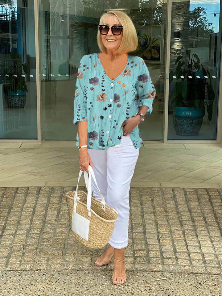 Barbara™ | Baumwolle und Leinen Floral Top