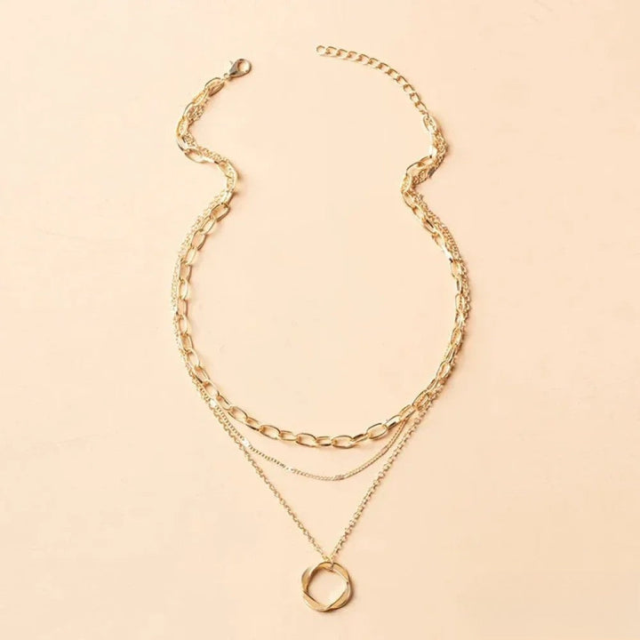 Retro Gold Layered Halskette