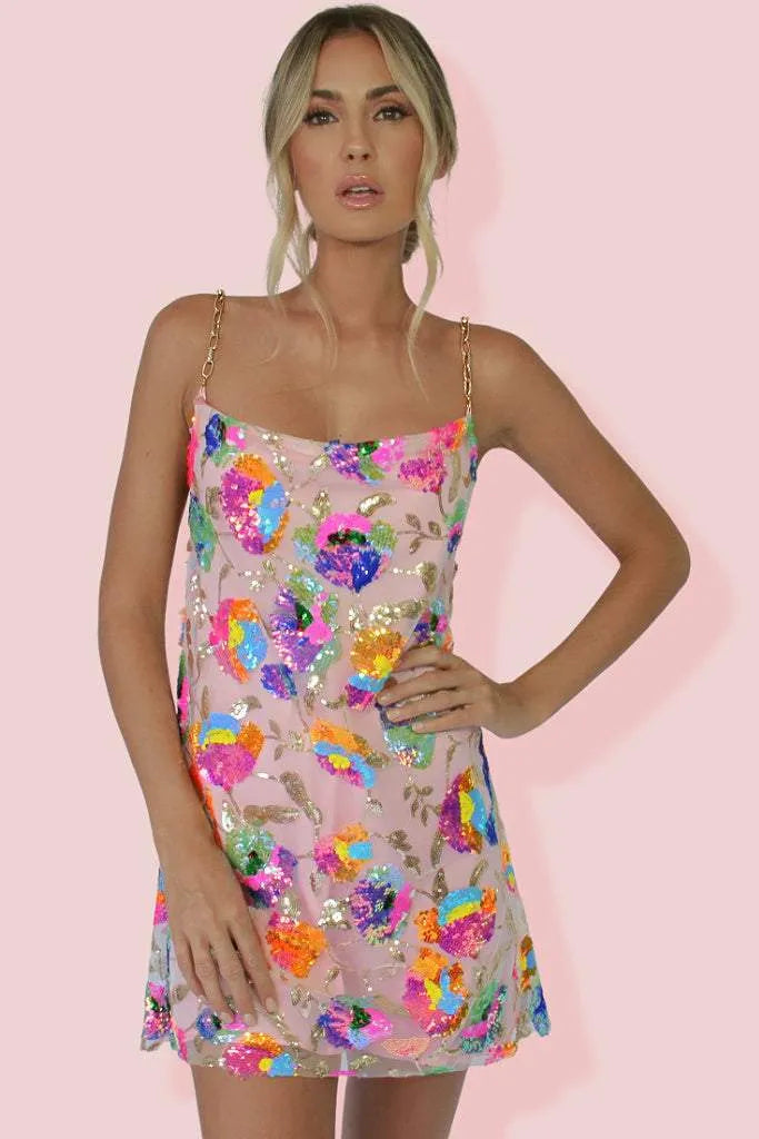 Kaelani - Paillettenkleid mit lackiertem Rückenausschnitt