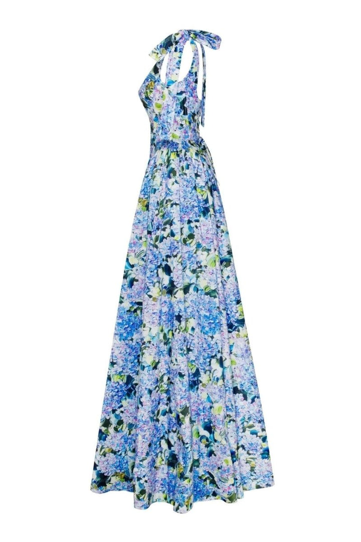 Kacey – Maxikleid mit Trägern und Hortensien-Print