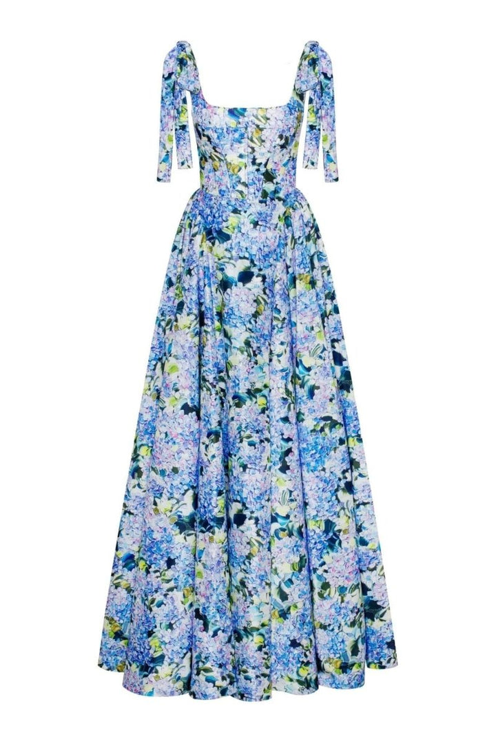 Kacey – Maxikleid mit Trägern und Hortensien-Print