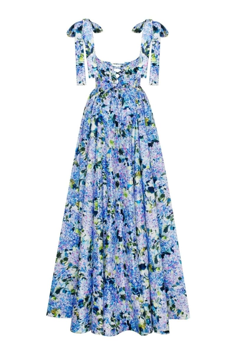 Kacey – Maxikleid mit Trägern und Hortensien-Print
