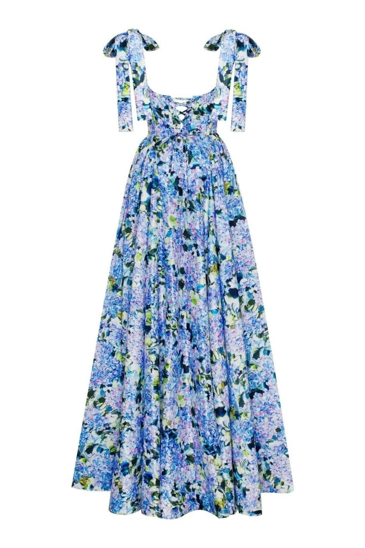 Kacey – Maxikleid mit Trägern und Hortensien-Print