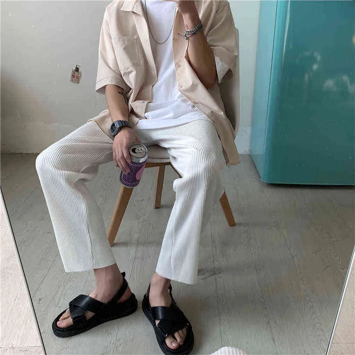 Frederic | Faltenhose mit Struktur