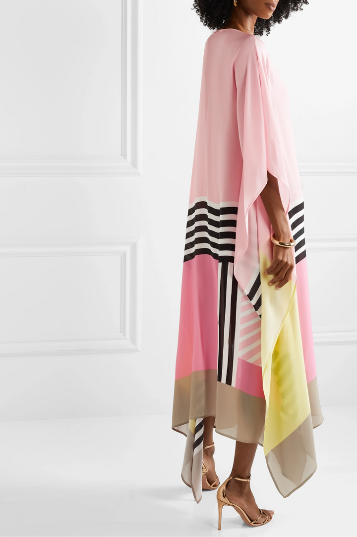 Shraddha - Gestreiftes Patchwork Kleid Mit Druck